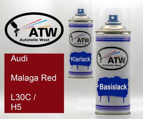 Audi, Malaga Red, L30C / H5: 400ml Sprühdose + 400ml Klarlack - Set, von ATW Autoteile West.